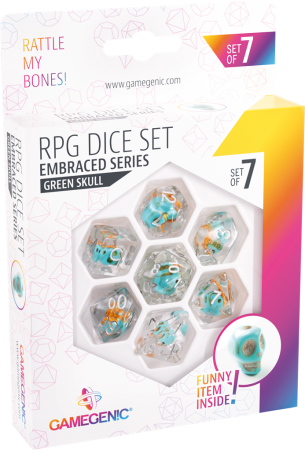 SET DE 7 DÉS - EMBRACED SERIES GREEN SKULL